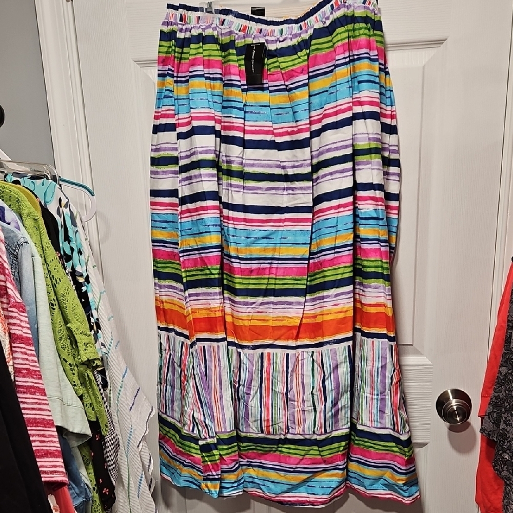 Ashley Stewart Multicolor Striped Maxi Skirt